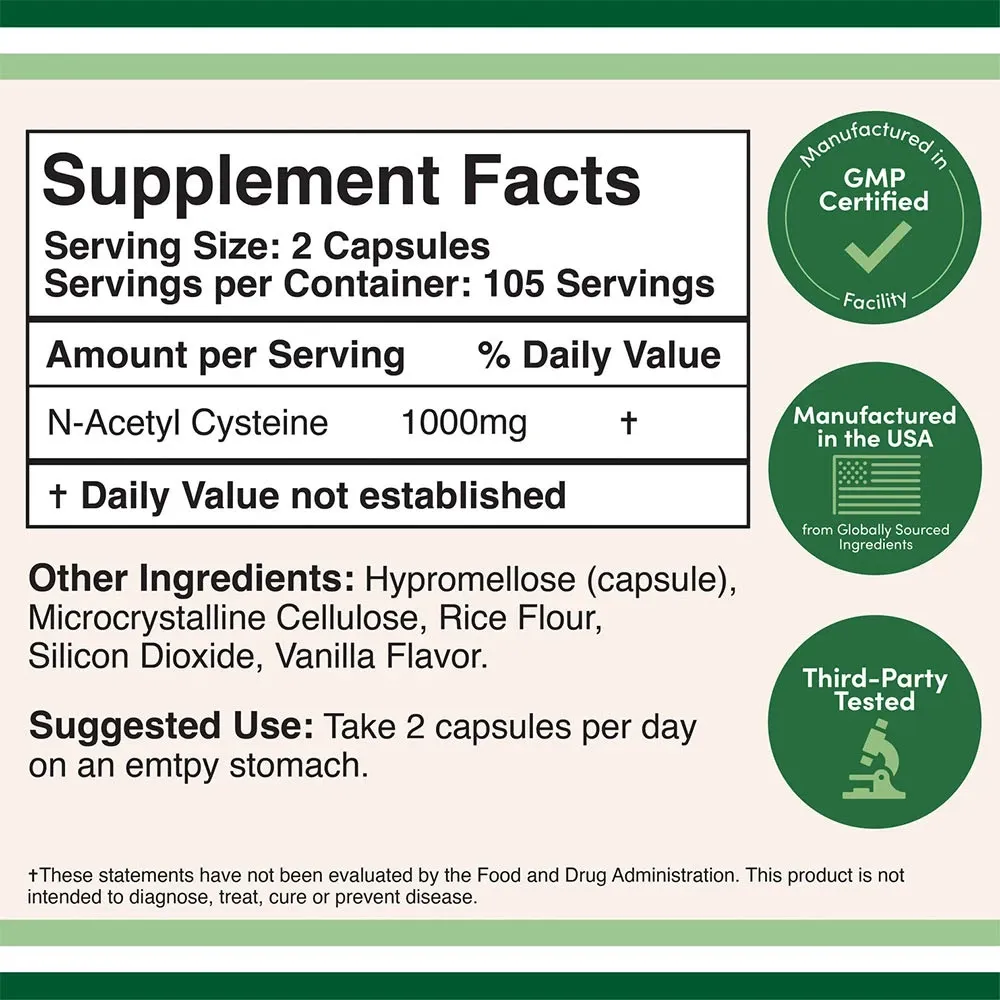Double Wood Supplements N-Acetyl Cysteine (NAC) (210 capsules) - Pilt 2