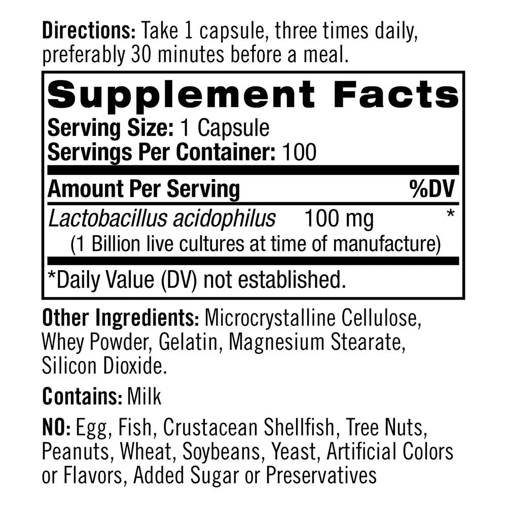 Natrol Acidophilus Probiotic (100 Capsules) - Pilt 2