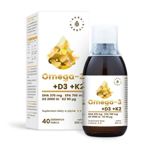 AURA HERBALS Omega-3 – 370 DHA / 700 EPA + D3 2000 IU + K2 (200 ml / 6
