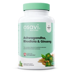 Ashwagandha + rodiola ja ženšen – 120 vegan-kapslit – Viking Supplements