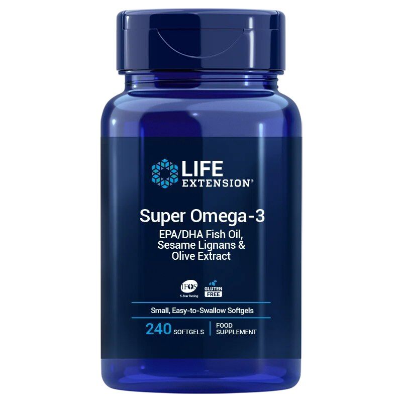 LIFE EXTENSION Super Omega-3 EPA/DHA koos seesami lignaanide ja oliiviekstraktiga, EL-versioon (240 kergesti neelatavat geelkapselit) – Viking Supplements