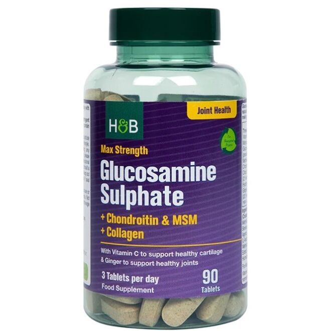 Max Strength glükoosamiinsulfaat + kondroitiin ja MSM + kollageen – 90 tabletti – Viking Supplements