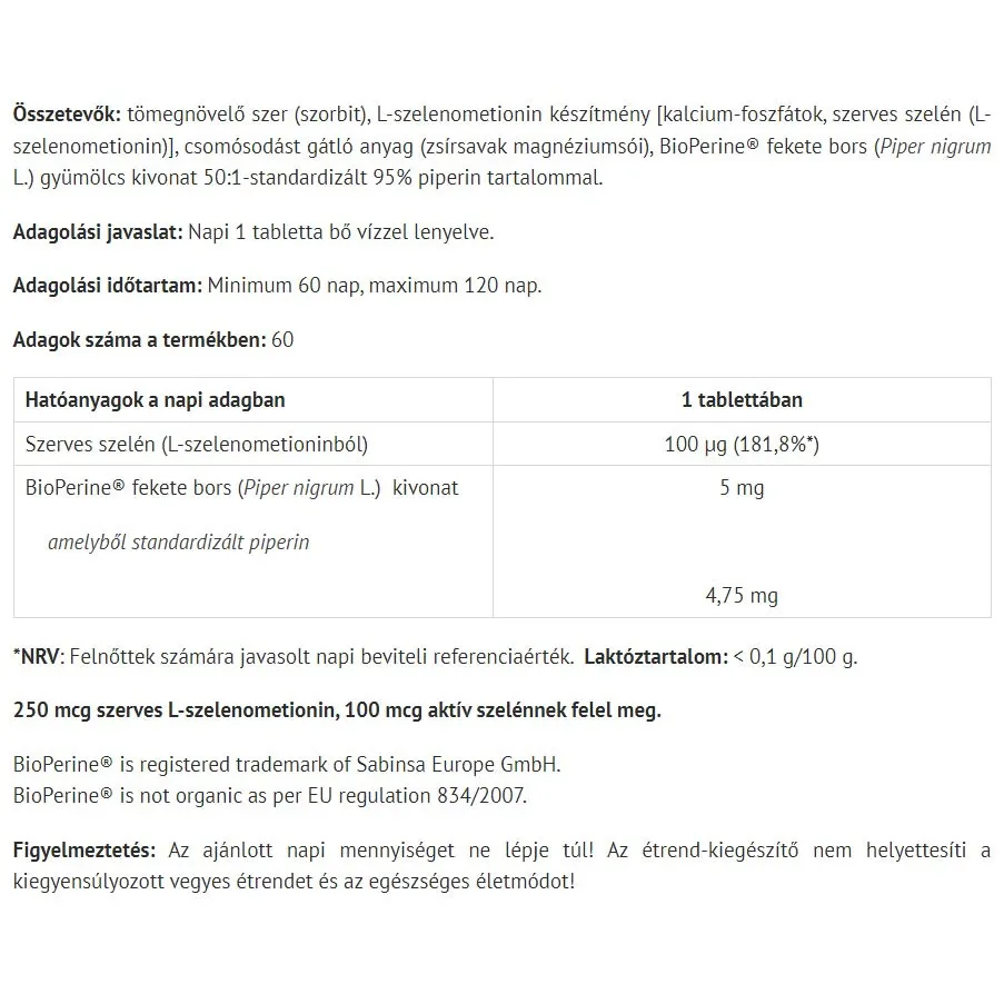 Natur Tanya Selenium Extra (60 Tablets) - Pilt 2