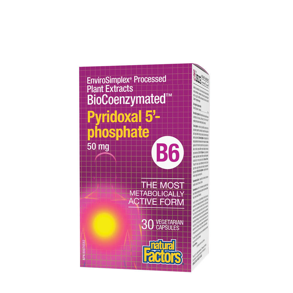 Natural Factors BioCoenzymated püridoksaal-5-fosfaat B6 50 mg (30 taimset kapslit) – Viking Supplements