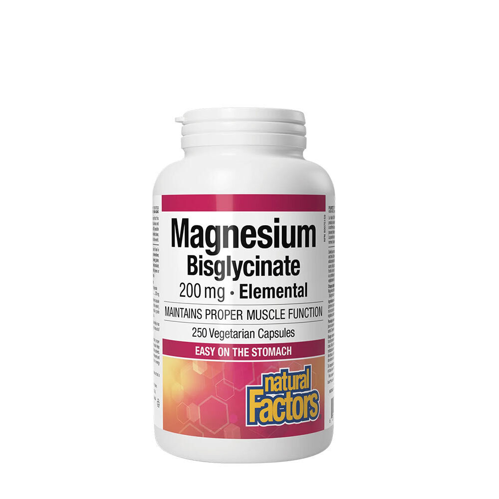 Natural Factors puhas magneesiumbisglütsinaat 200 mg (250 kapslit) – Viking Supplements