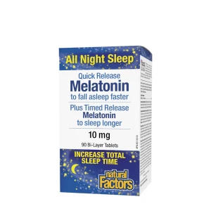 Natural Factors Melatoniin Quick Release Plus ajastatud vabanemisega 10 mg (90 tabletti) – Viking Supplements