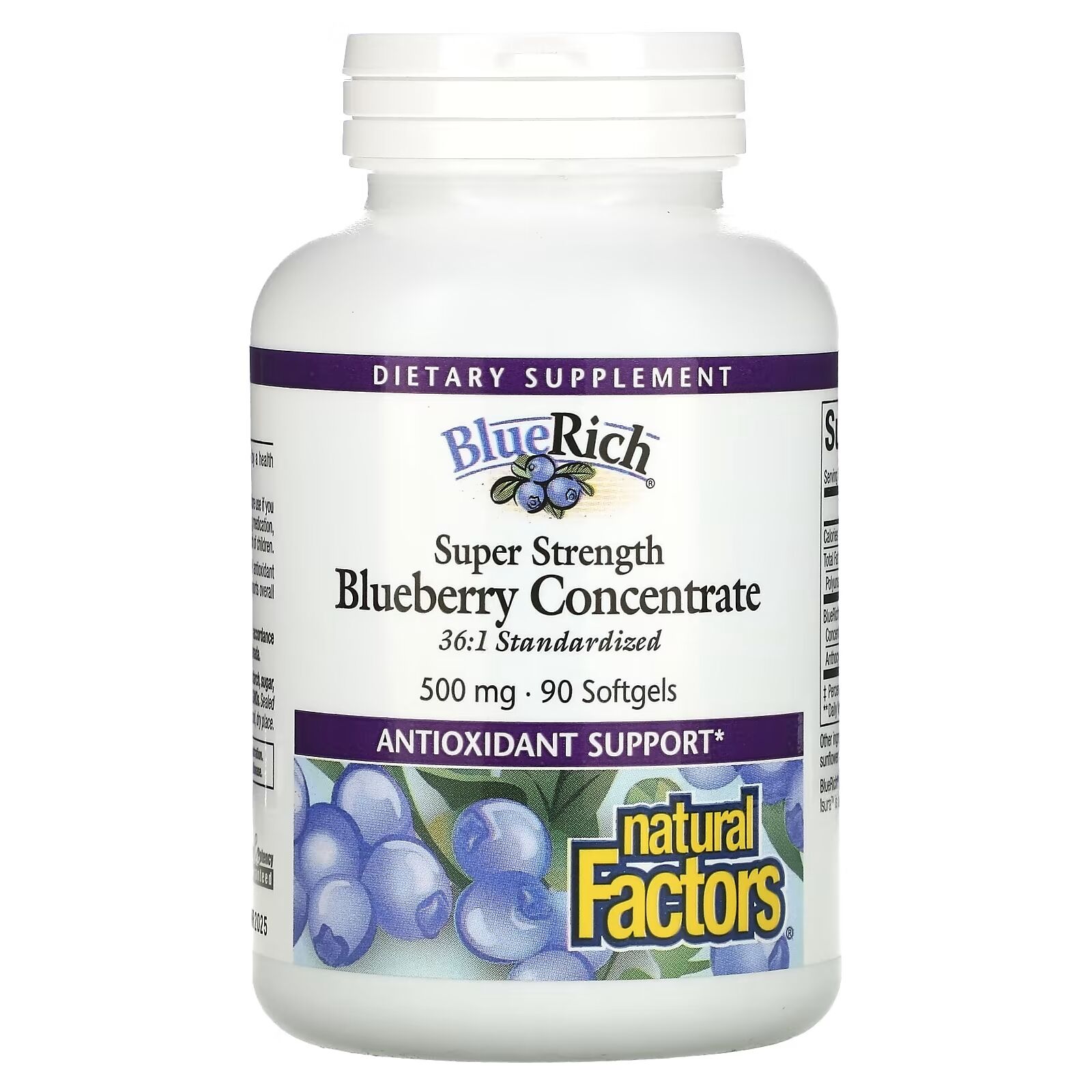 Natural Factors Super Strength mustikakontsentraat 500 mg, 90 pehmet kapslit – Viking Supplements