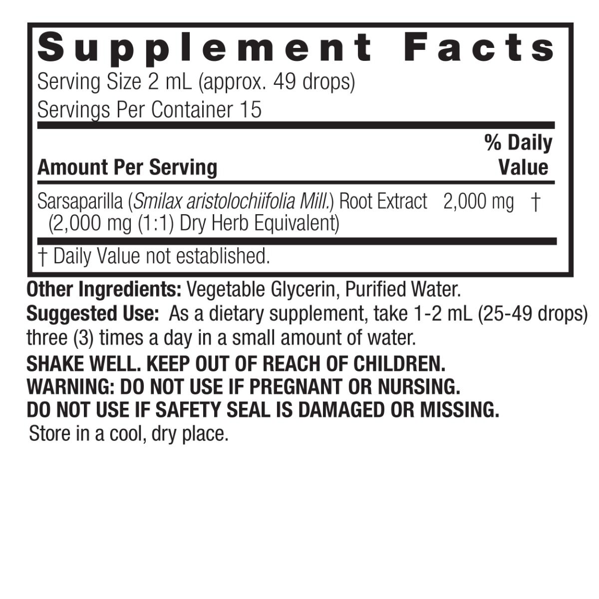 Nature's Answer Sarsaparilla Root 2000mg, Alcohol-Free 30ml - Pilt 4