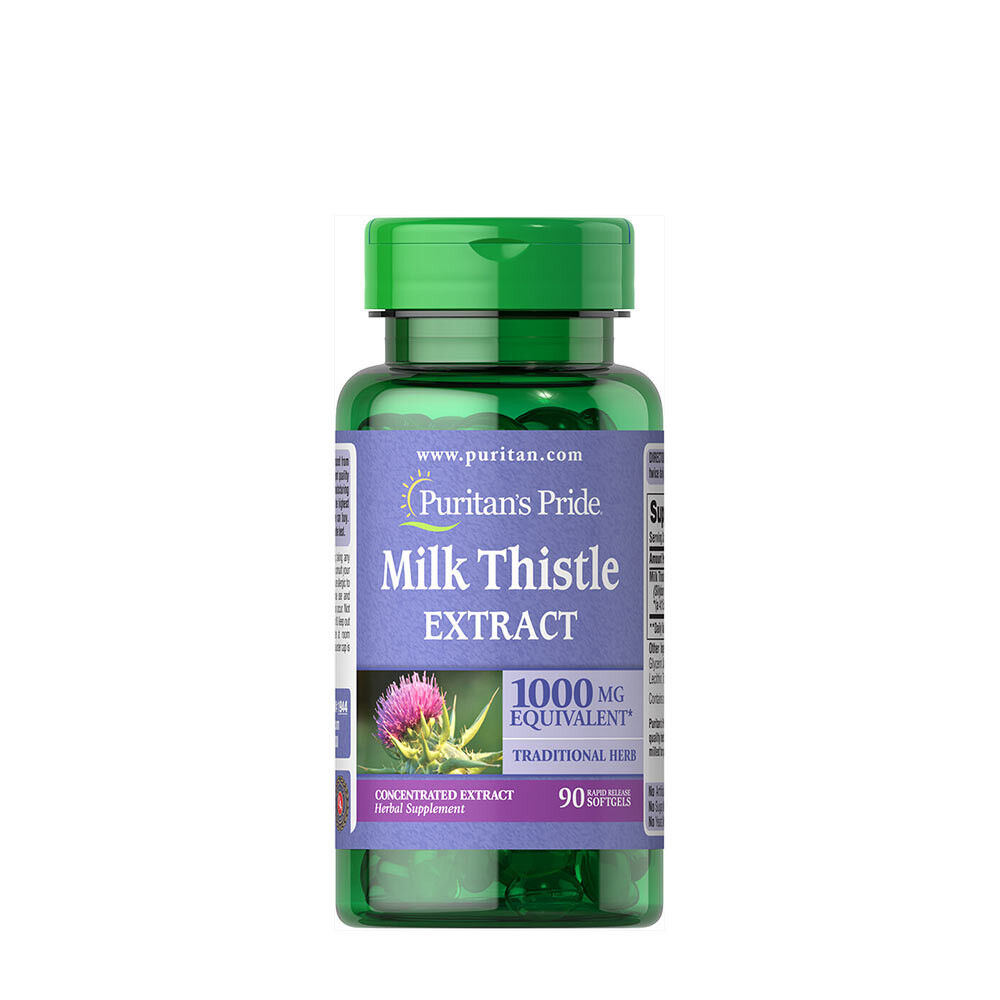 Puritans Pride piimohakas 4:1 ekstrakt 1000 mg (silümariin) (90 pehmet kapslit) – Viking Supplements