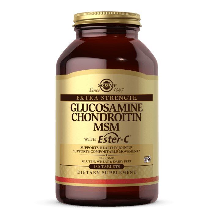 SOLGAR ekstra tugev glükoosamiin, kondroitiin ja MSM koos Ester-C-ga (180 tabletti) – Viking Supplements