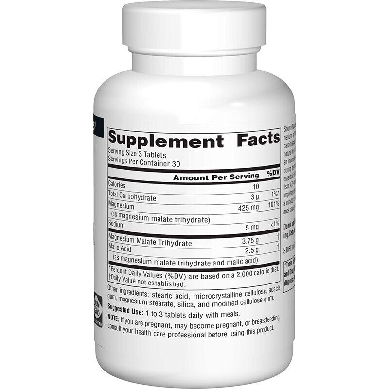 Source Naturals Magnesium Malate 1250mg 90 tablets - Pilt 3